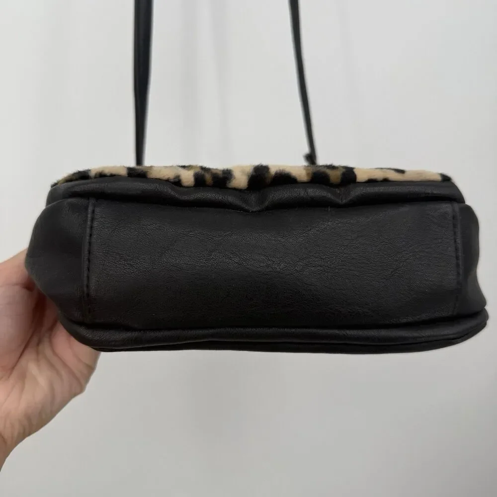 Chateau Y2k Black Faux Leather Animal Print Leopard Bag Crossbody Purse